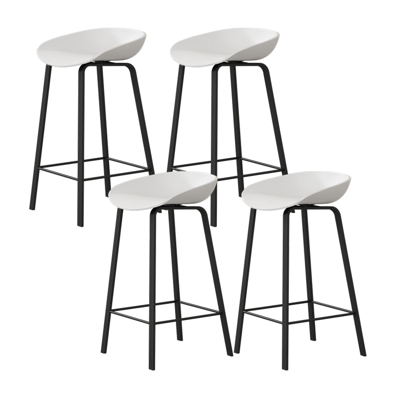 Contemporary Plastic Backrest Counter High Stool with 4 Legs