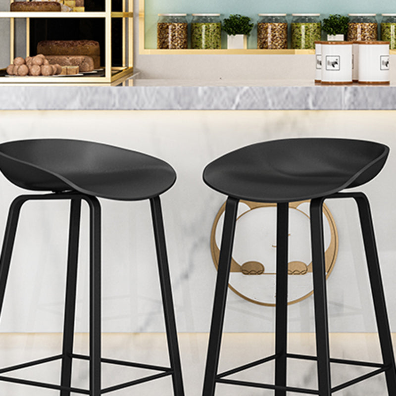 Contemporary Plastic Backrest Counter High Stool with 4 Legs