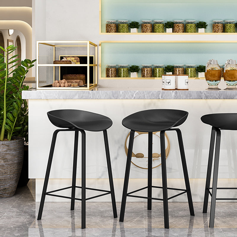 Contemporary Plastic Backrest Counter High Stool with 4 Legs