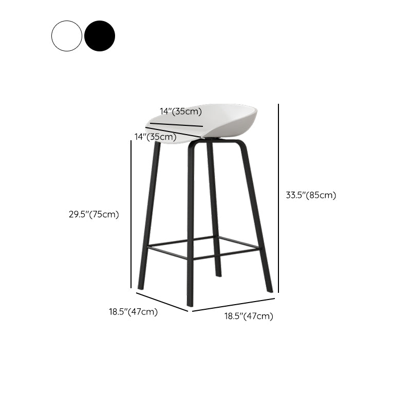 Contemporary Plastic Backrest Counter High Stool with 4 Legs