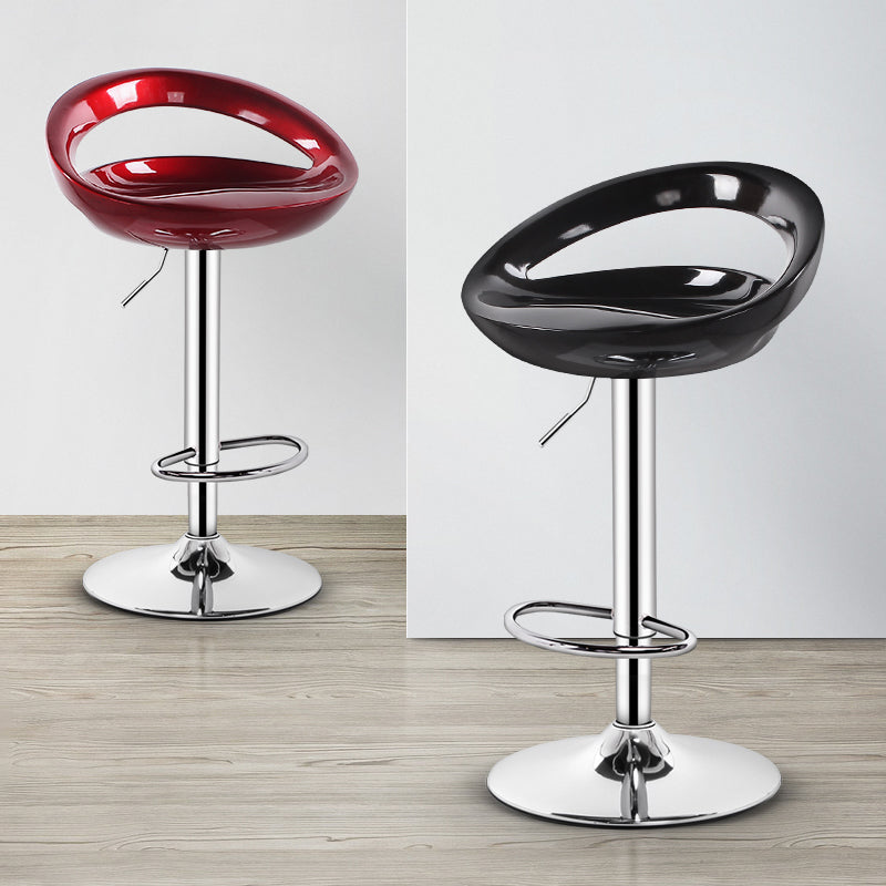 Modern Adjustable Height Swivel Plastic Bucket Bar Stool with Footrest