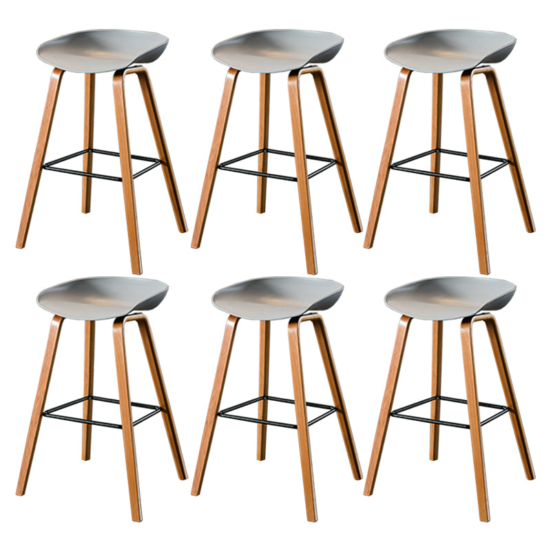 Contemporary Living Room Wood Legs Low Back Bar Stool with Footrest