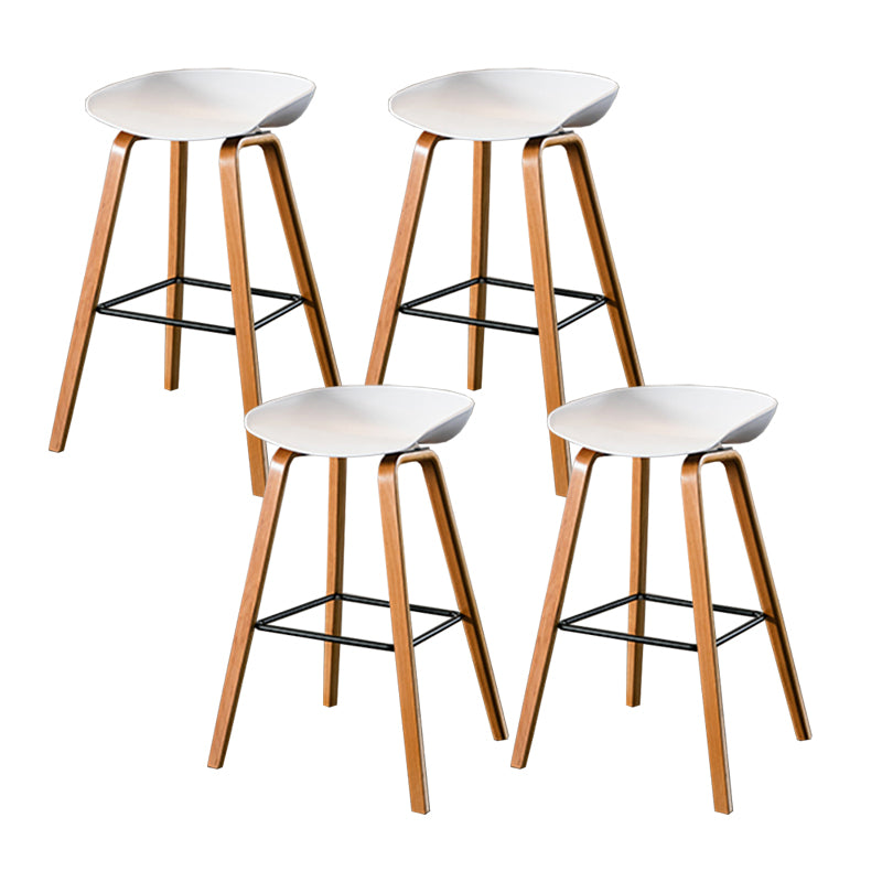 Contemporary Living Room Wood Legs Low Back Bar Stool with Footrest