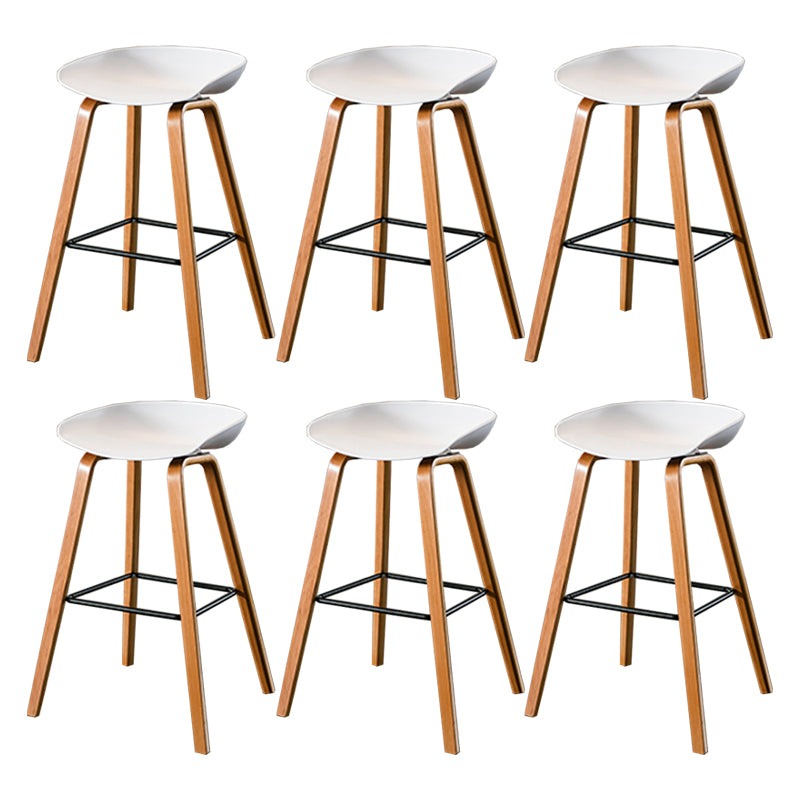 Contemporary Living Room Wood Legs Low Back Bar Stool with Footrest