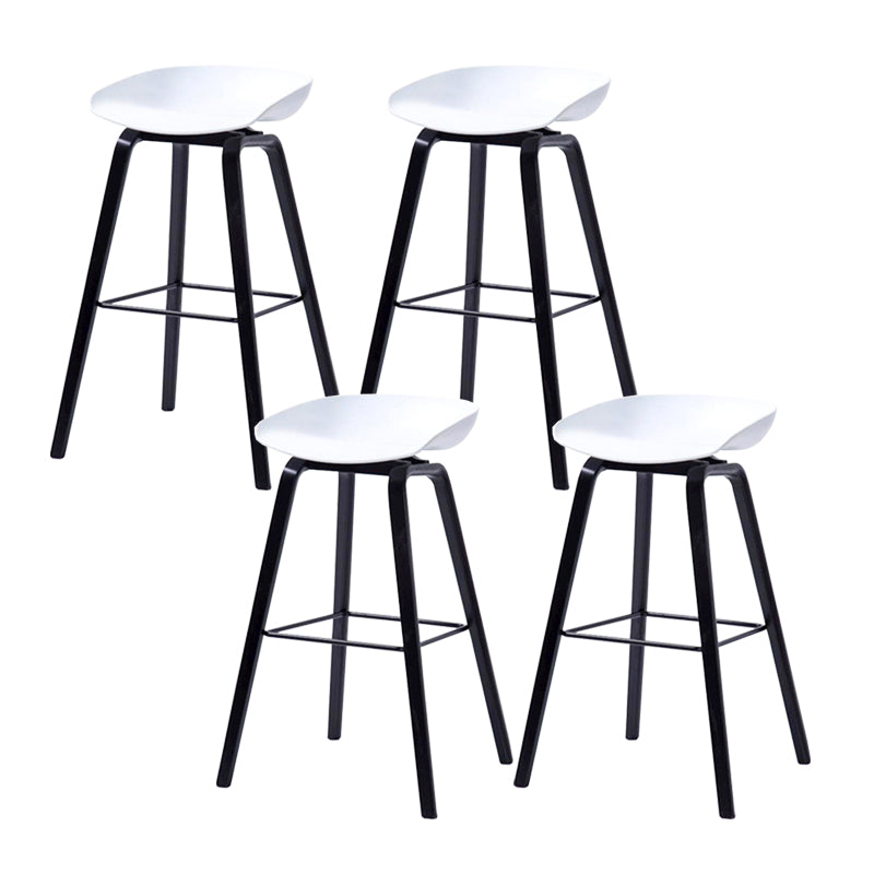 Contemporary Living Room Wood Legs Low Back Bar Stool with Footrest