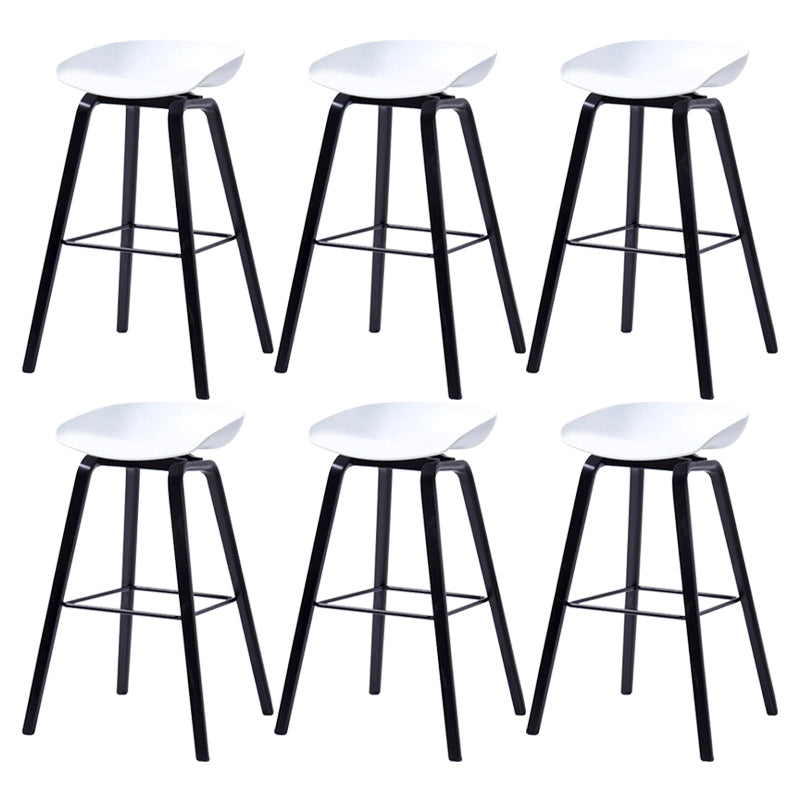 Contemporary Living Room Wood Legs Low Back Bar Stool with Footrest