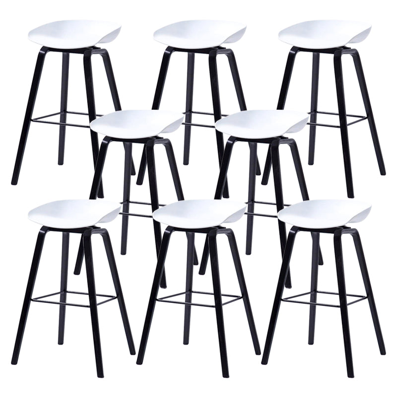 Contemporary Living Room Wood Legs Low Back Bar Stool with Footrest