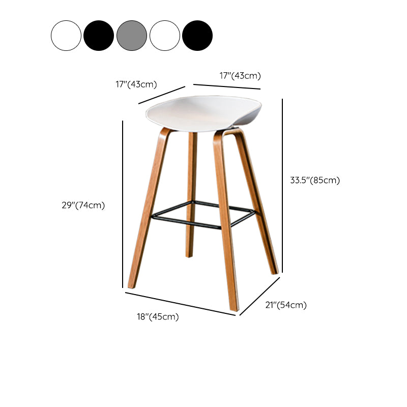 Contemporary Living Room Wood Legs Low Back Bar Stool with Footrest