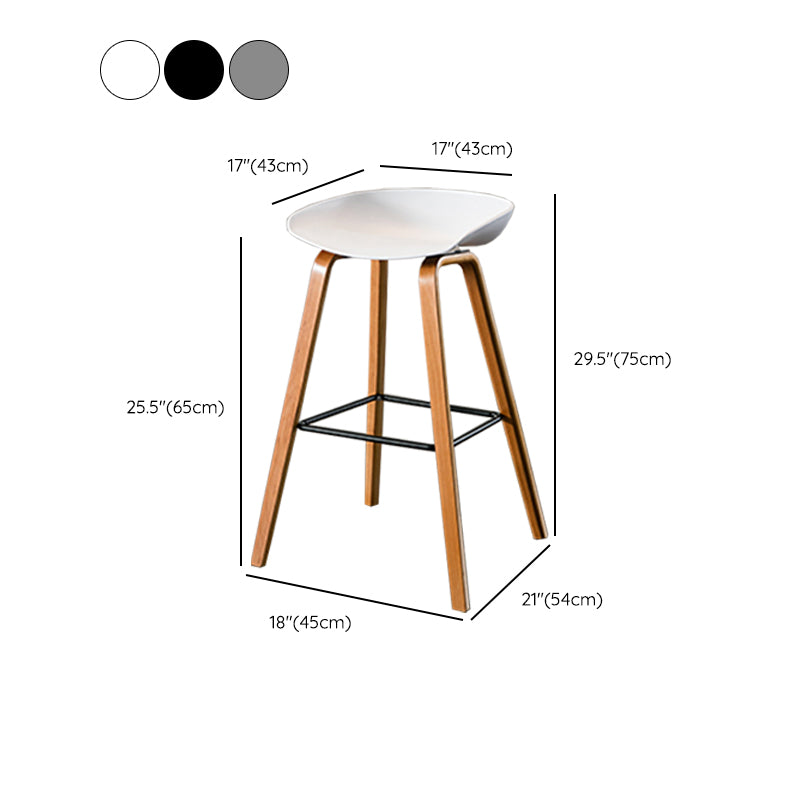 Contemporary Living Room Wood Legs Low Back Bar Stool with Footrest