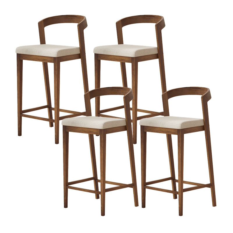 Modern Solid Wood Low Back Counter-height Stool in Brown and White