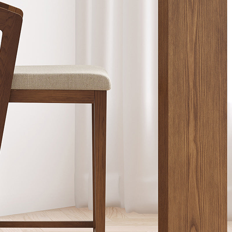 Modern Solid Wood Low Back Counter-height Stool in Brown and White
