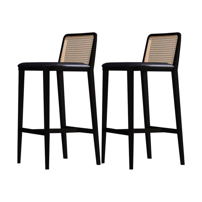 Solid Wood Counter Height Stools with Footrest for Living Room
