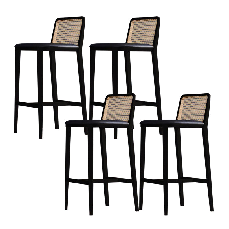 Solid Wood Counter Height Stools with Footrest for Living Room