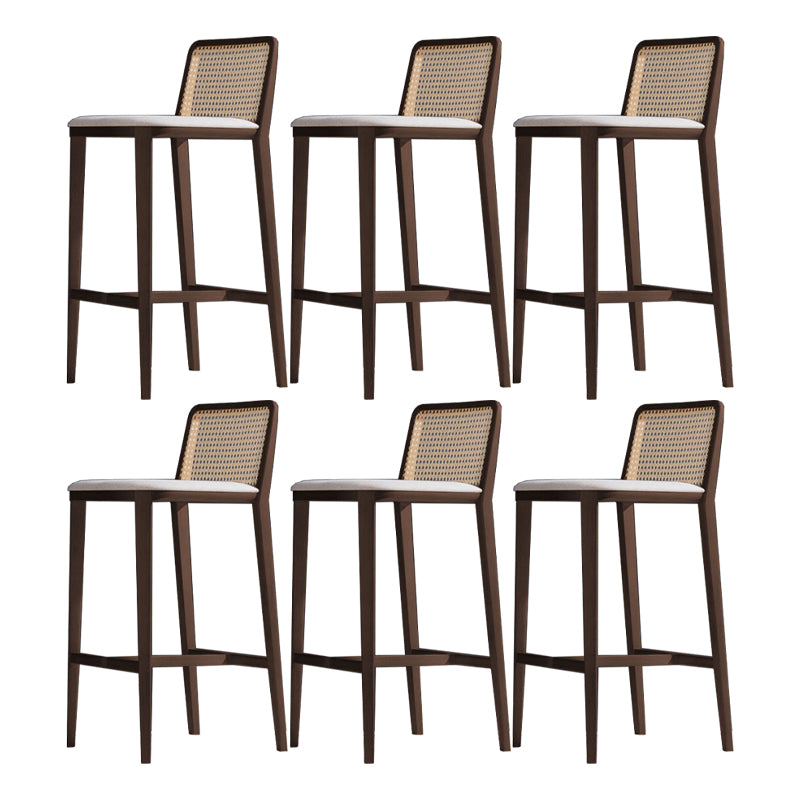 Solid Wood Counter Height Stools with Footrest for Living Room