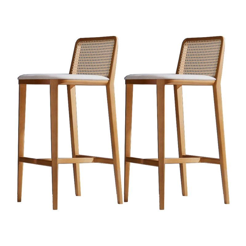 Solid Wood Counter Height Stools with Footrest for Living Room