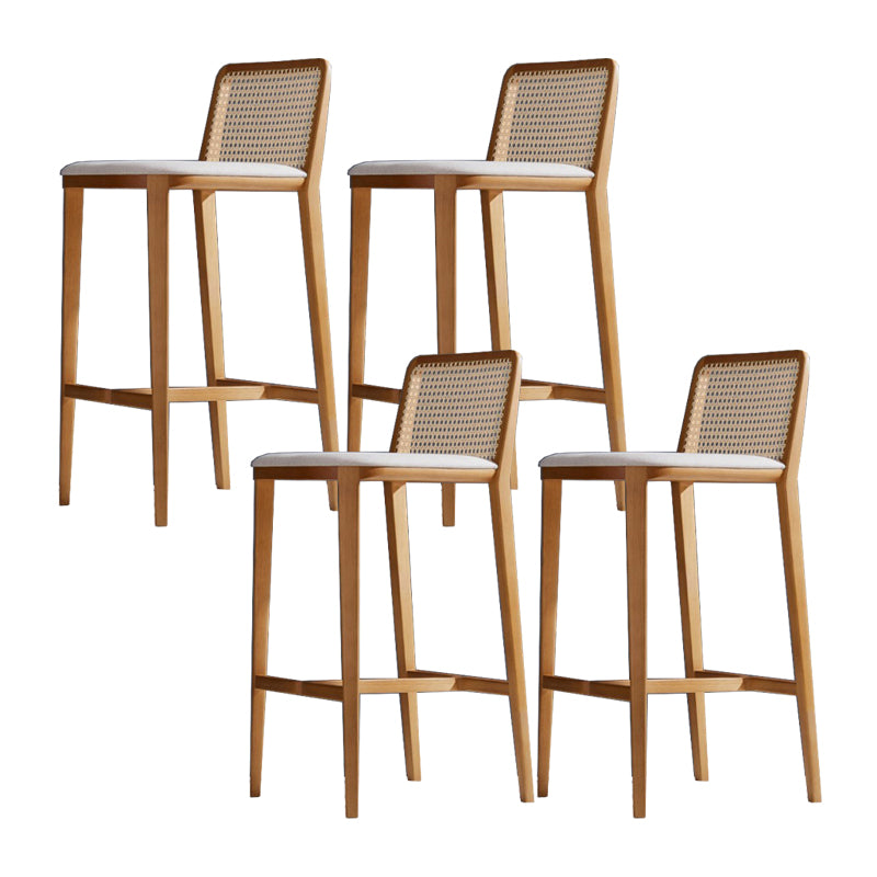 Solid Wood Counter Height Stools with Footrest for Living Room