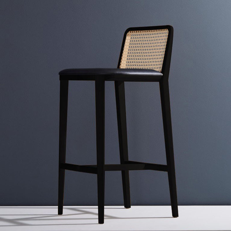 Solid Wood Counter Height Stools with Footrest for Living Room