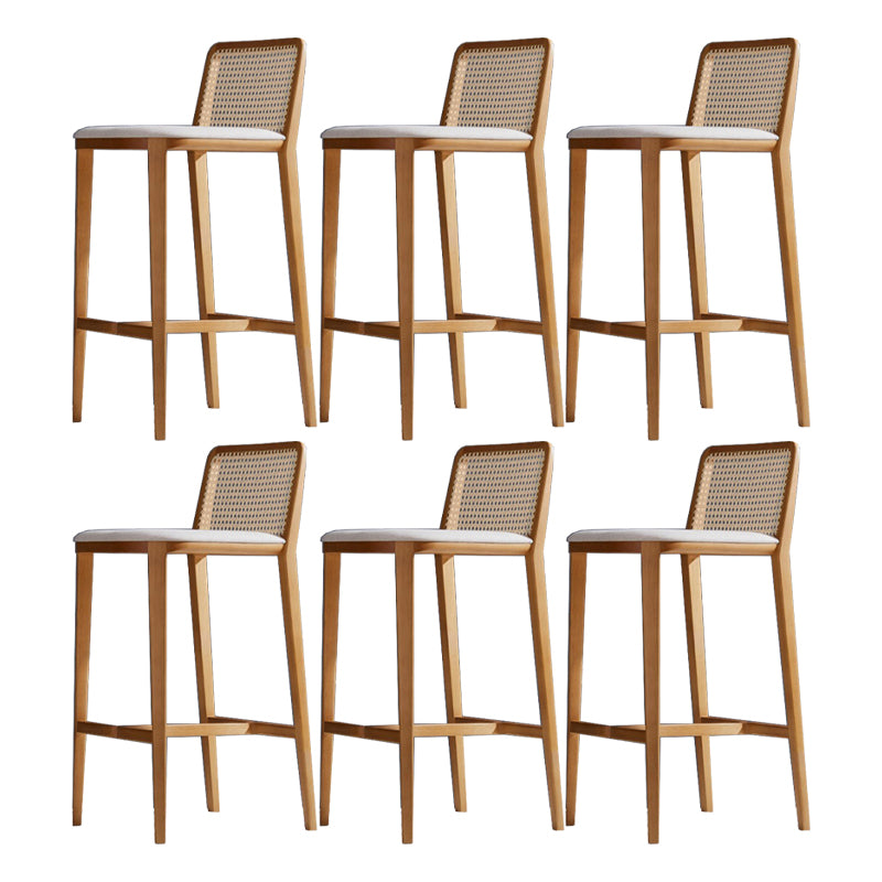 Solid Wood Counter Height Stools with Footrest for Living Room