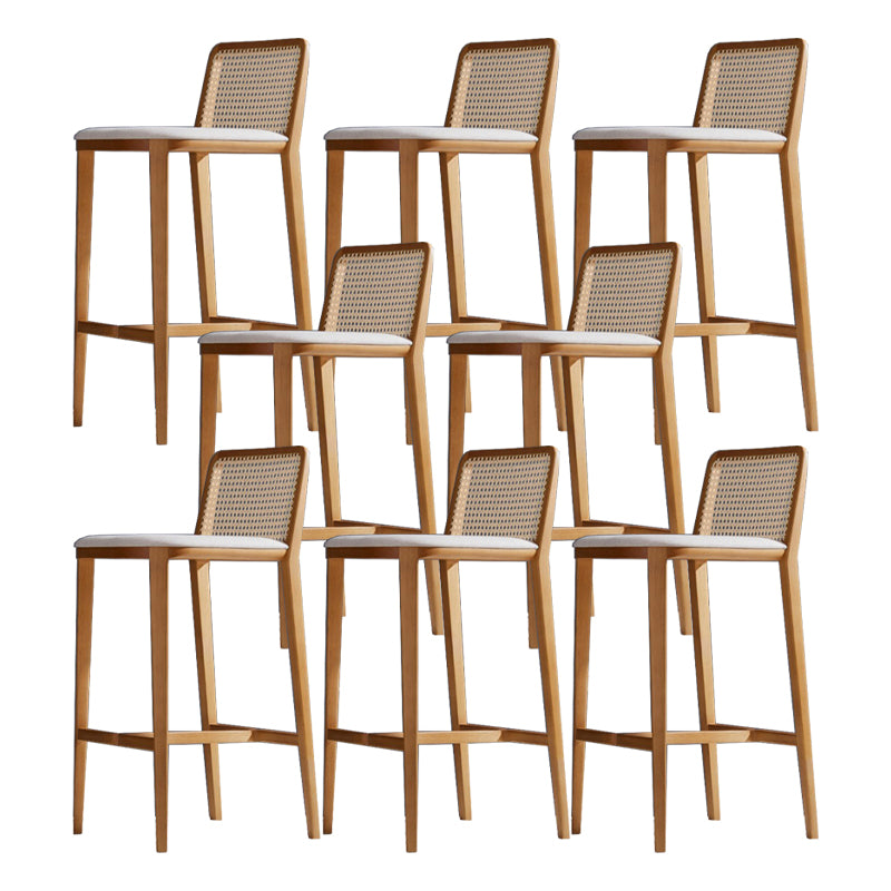 Solid Wood Counter Height Stools with Footrest for Living Room