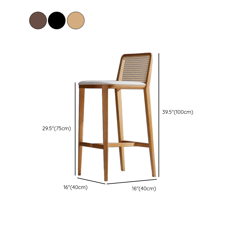 Solid Wood Counter Height Stools with Footrest for Living Room