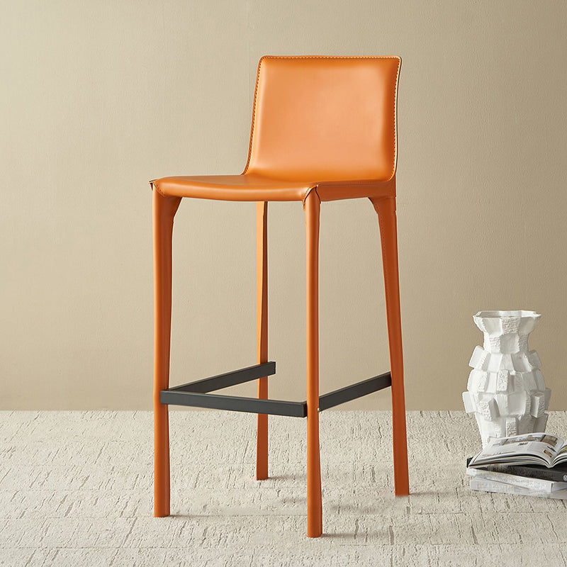 Contemporary Indoor Metal Legs Faux Leather Upholstered Bar Stool