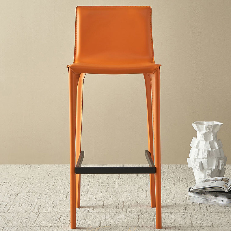 Contemporary Indoor Metal Legs Faux Leather Upholstered Bar Stool
