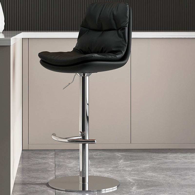 Modern Adjustable Height Swivel Upholstered Bar Stool with Footrest