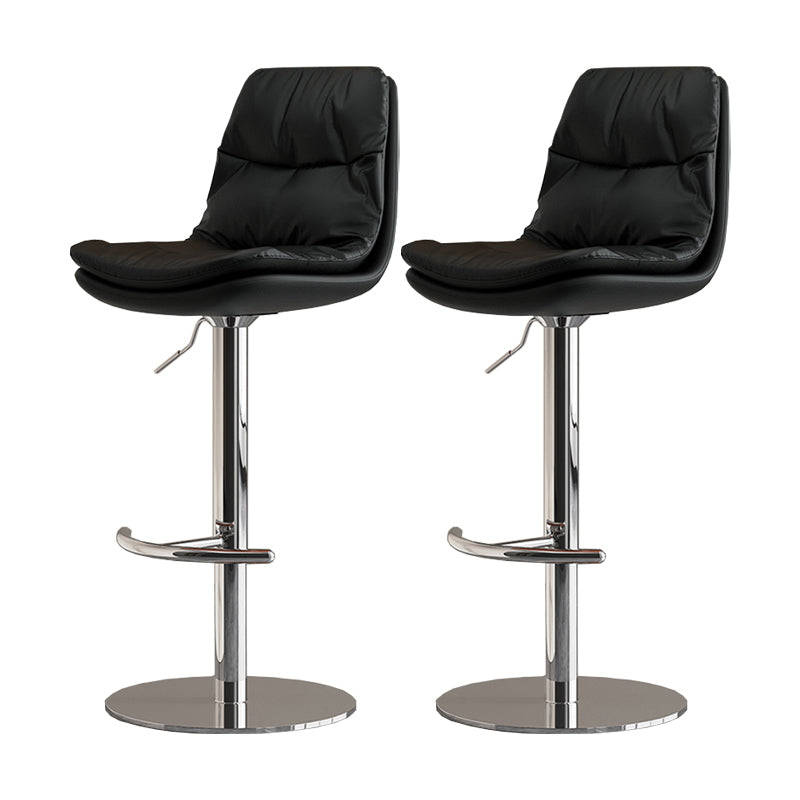 Modern Adjustable Height Swivel Upholstered Bar Stool with Footrest