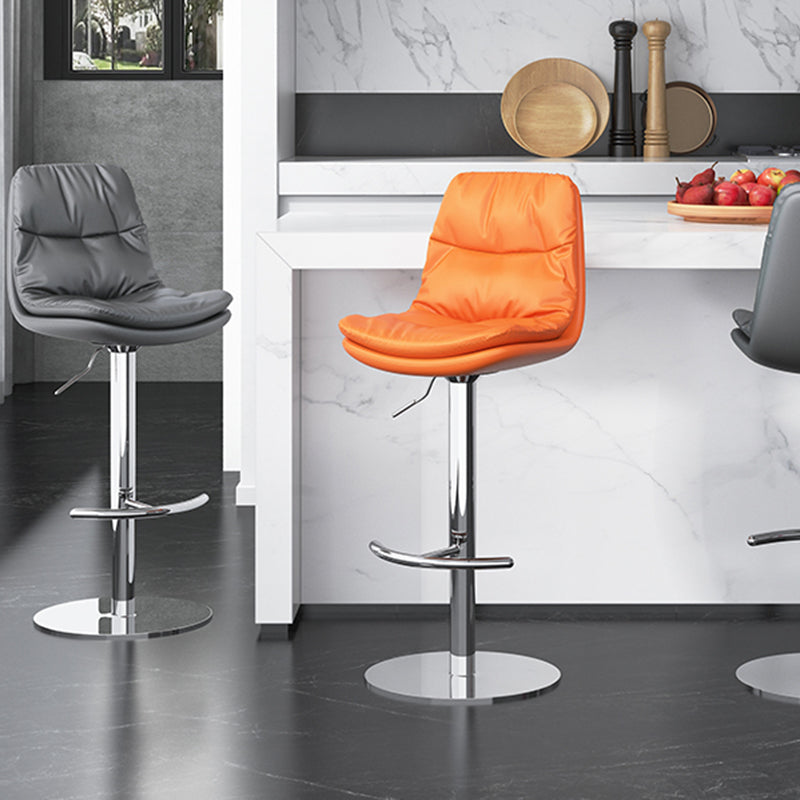 Modern Adjustable Height Swivel Upholstered Bar Stool with Footrest