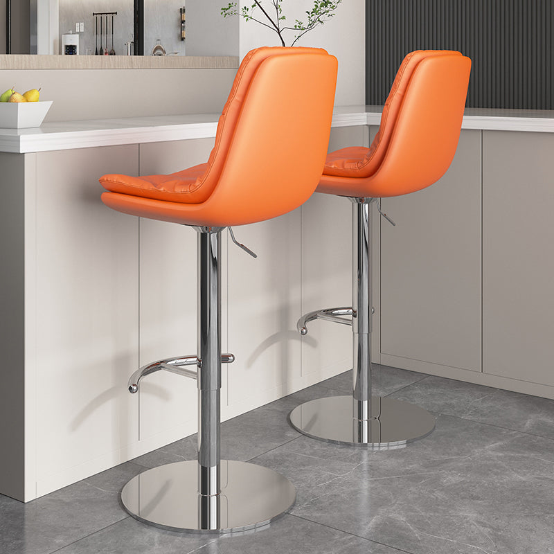 Modern Adjustable Height Swivel Upholstered Bar Stool with Footrest