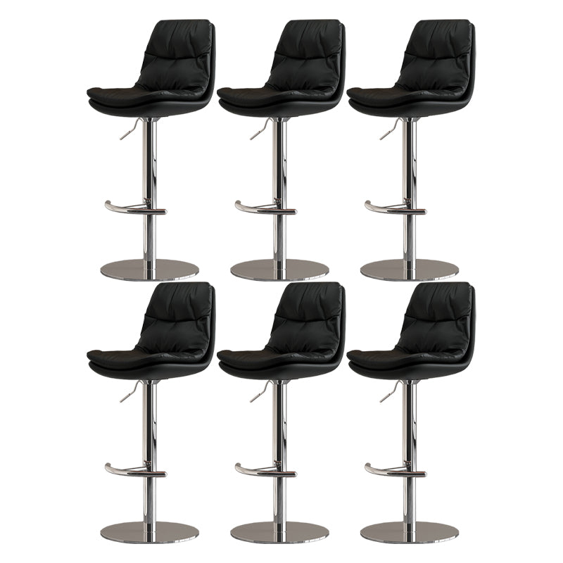 Modern Adjustable Height Swivel Upholstered Bar Stool with Footrest