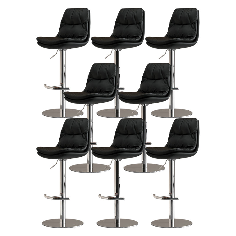 Modern Adjustable Height Swivel Upholstered Bar Stool with Footrest