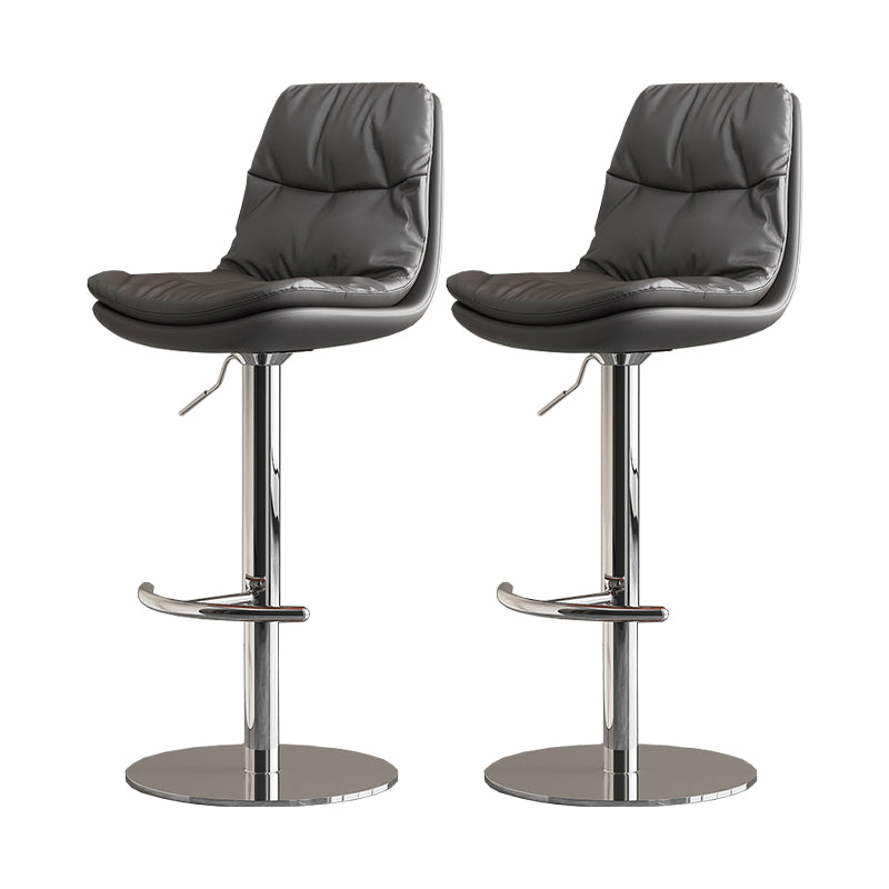 Modern Adjustable Height Swivel Upholstered Bar Stool with Footrest