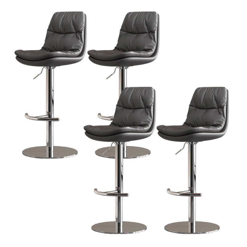 Modern Adjustable Height Swivel Upholstered Bar Stool with Footrest