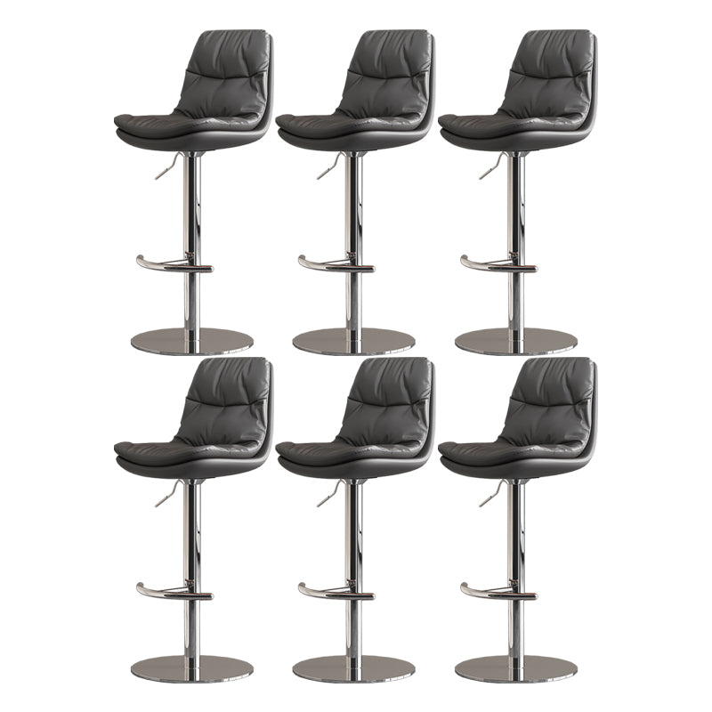Modern Adjustable Height Swivel Upholstered Bar Stool with Footrest