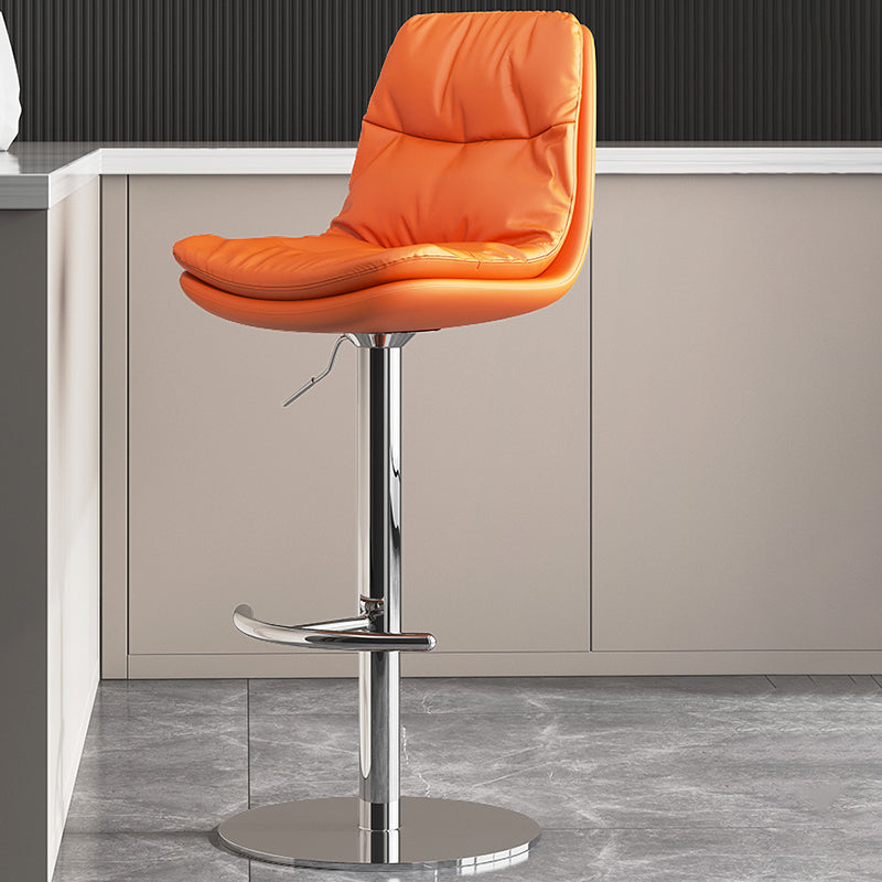 Modern Adjustable Height Swivel Upholstered Bar Stool with Footrest
