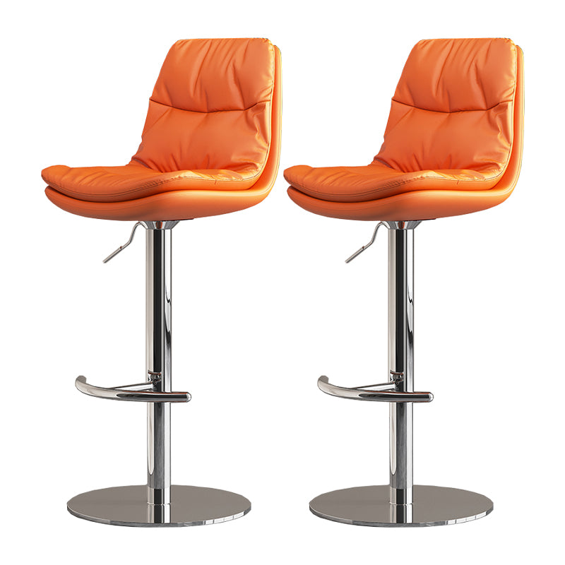 Modern Adjustable Height Swivel Upholstered Bar Stool with Footrest