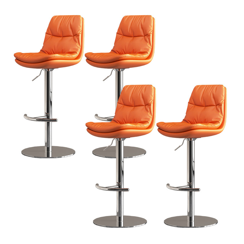 Modern Adjustable Height Swivel Upholstered Bar Stool with Footrest