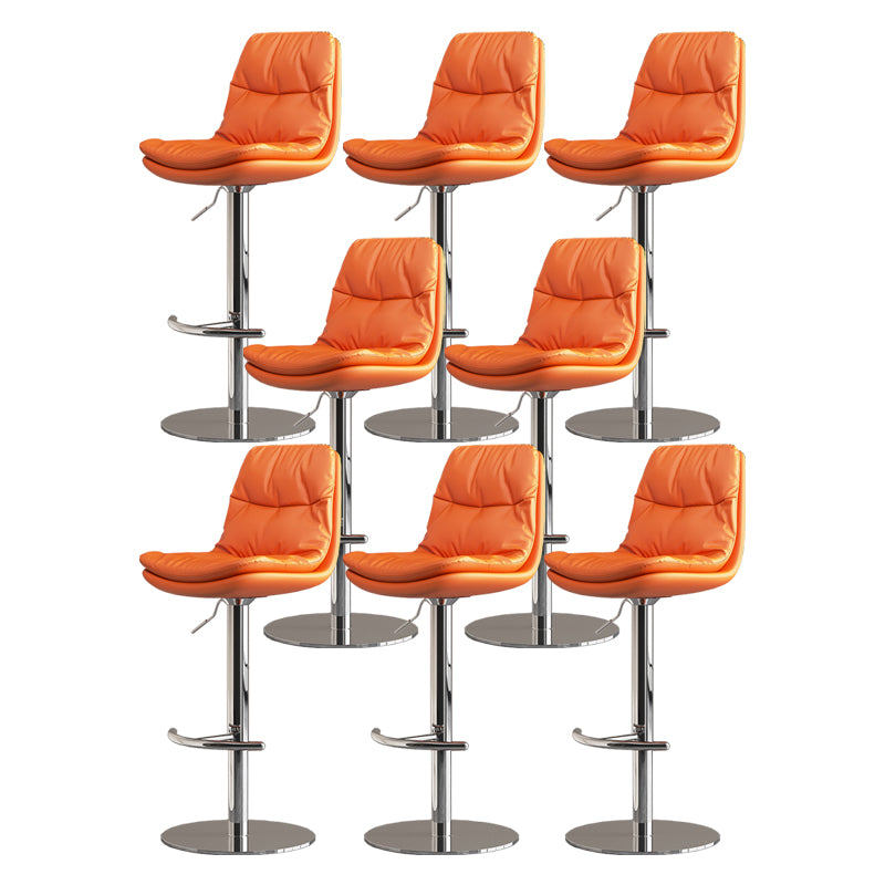 Modern Adjustable Height Swivel Upholstered Bar Stool with Footrest