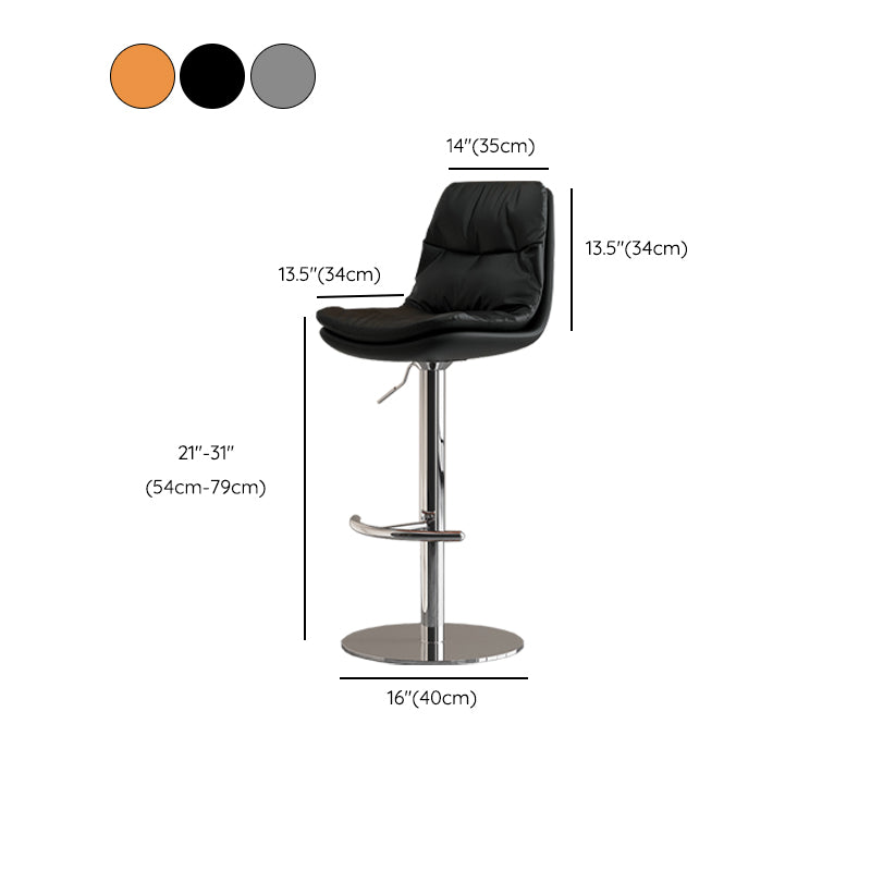 Modern Adjustable Height Swivel Upholstered Bar Stool with Footrest