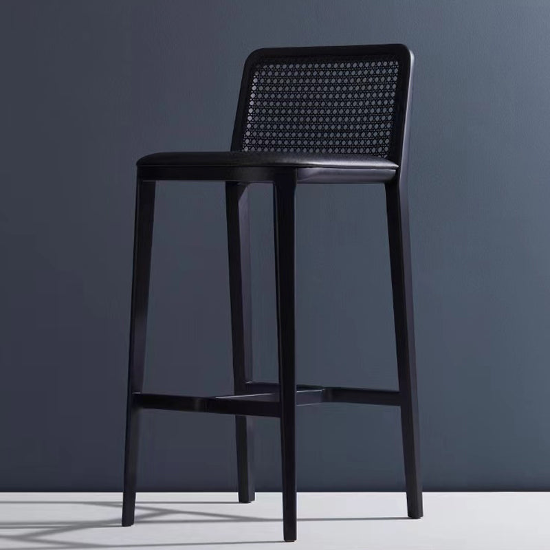 Modern Low Back Solid Wood Counter Height Stools with Footrest