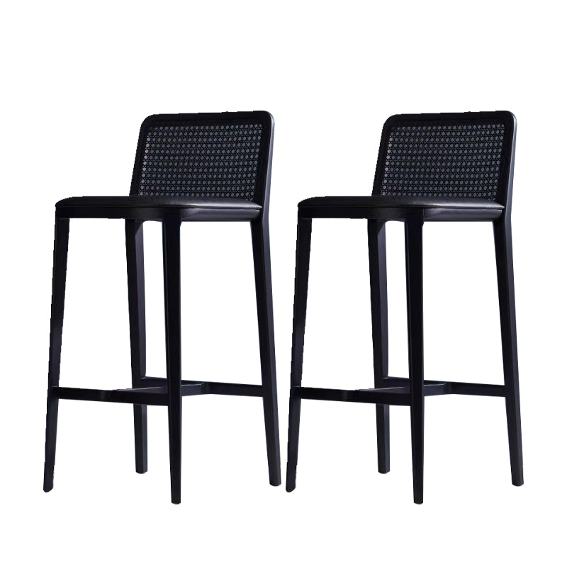 Modern Low Back Solid Wood Counter Height Stools with Footrest