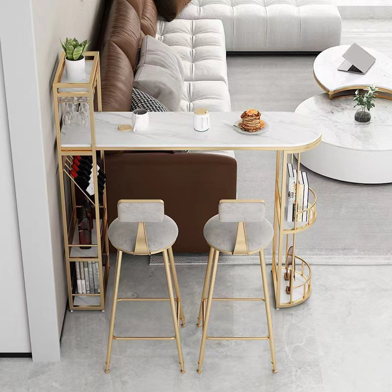 1/3 Pieces Irregular Shape Sintered Stone Counter Table with High Stools