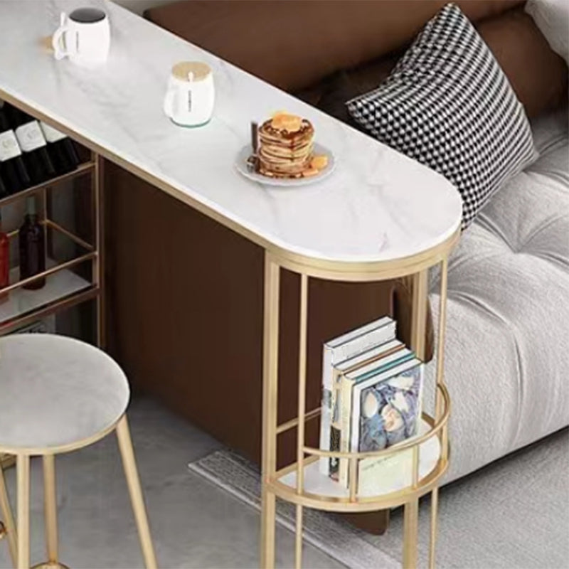 1/3 Pieces Irregular Shape Sintered Stone Counter Table with High Stools