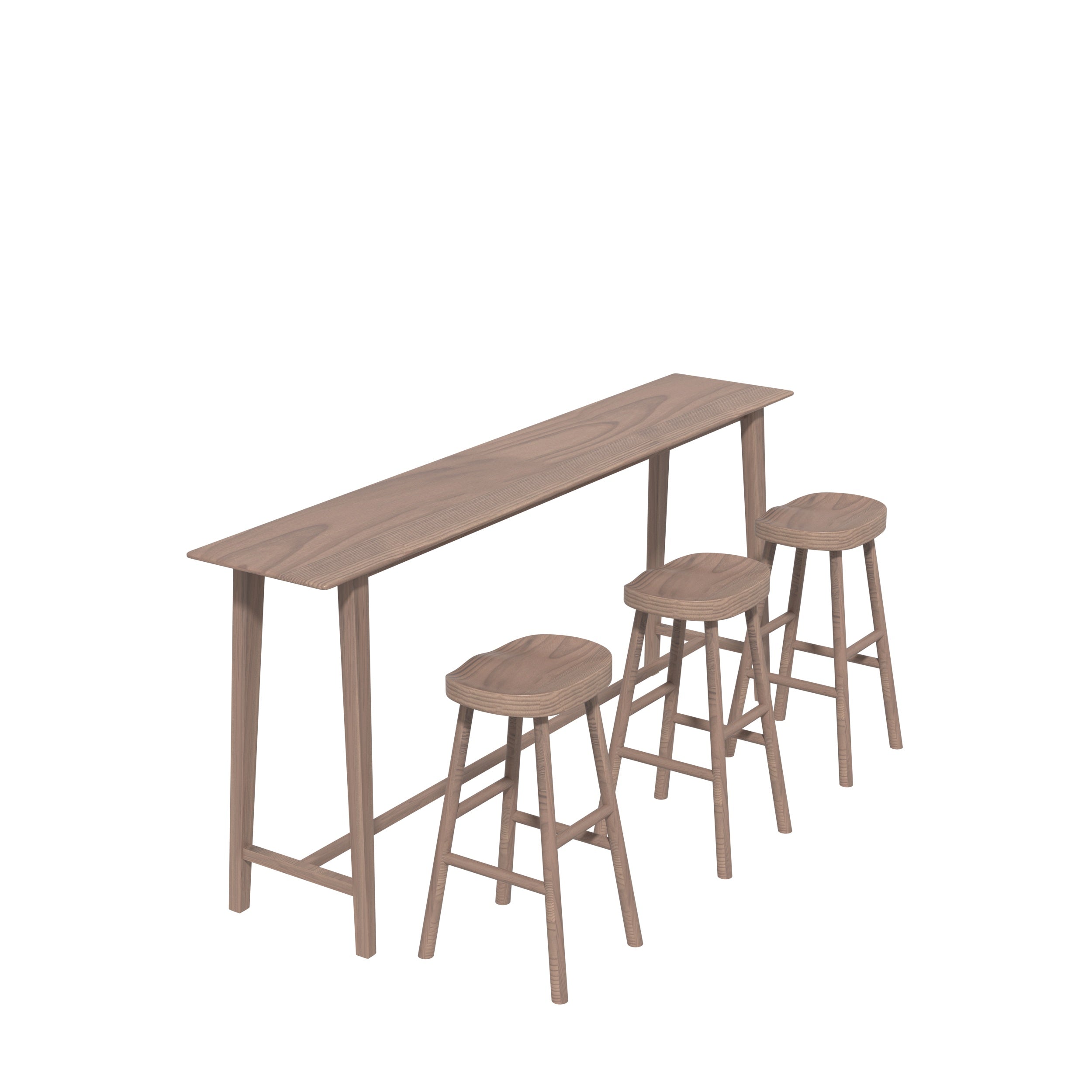 1/4 Pieces Modern Rectangle Solid Wood Pub Table with High Stools