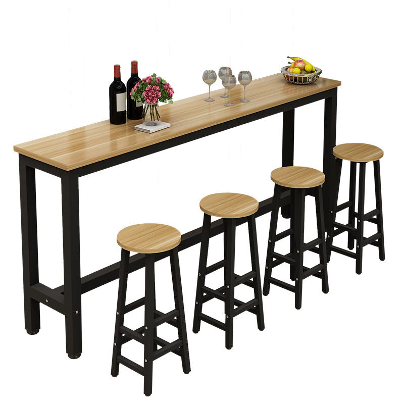 Contemporary Style 1/4/5 Pieces Wood Rectangular Bar Table Set for Indoor