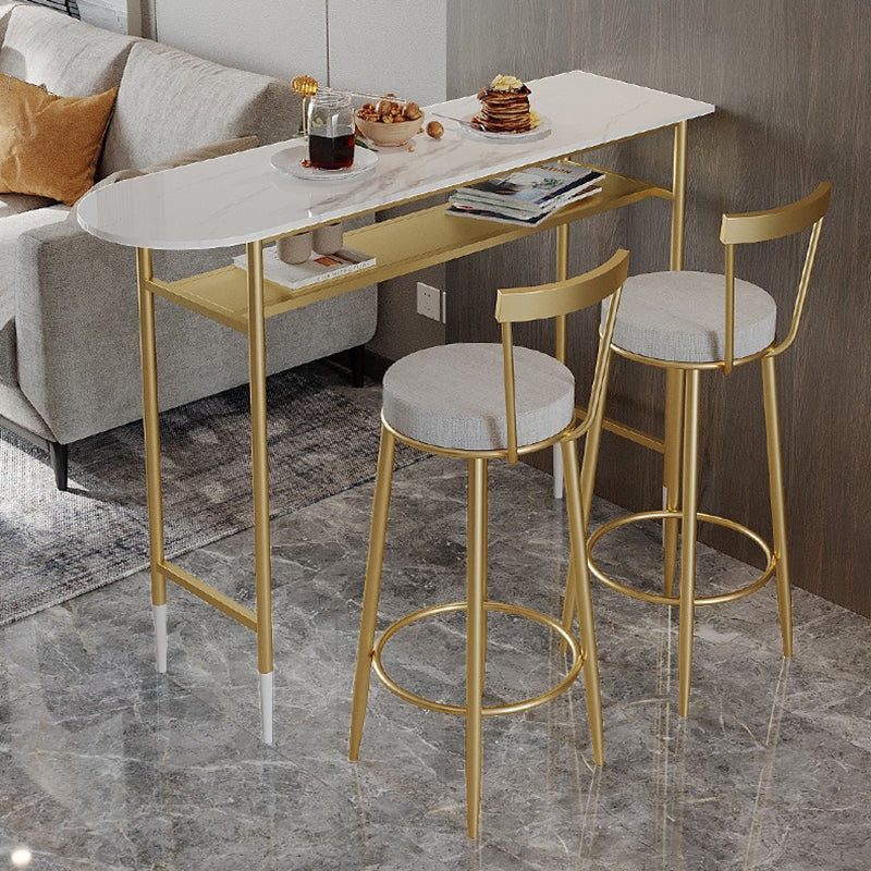 1/3 Pieces Glam Rectangle Sintered Stone Top Counter Table with High Stools