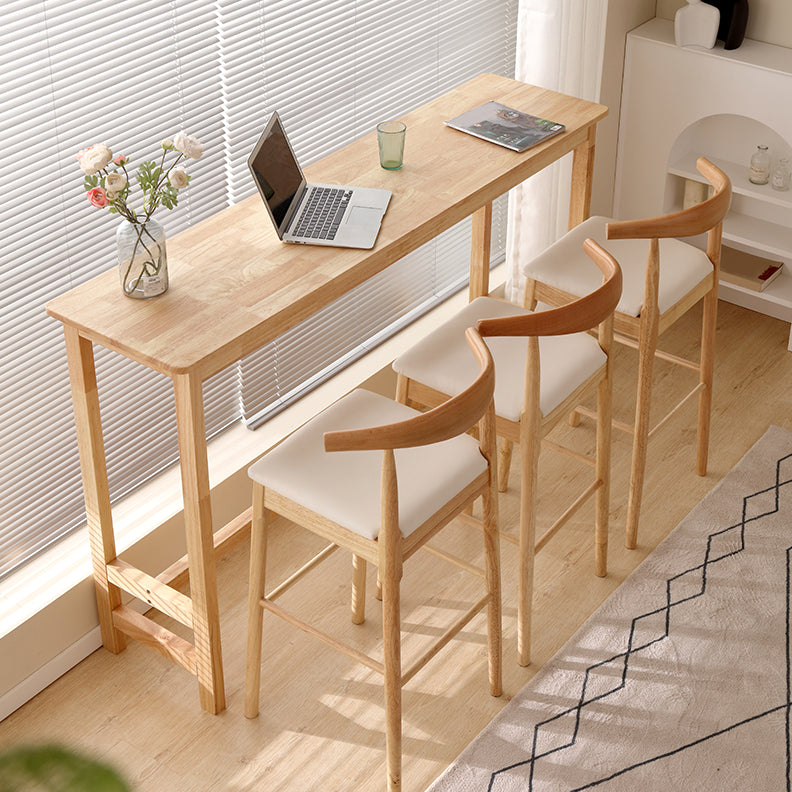 Modern Rubberwood Trestle Base Rectangle Bar Table for Kitchen Dining Room