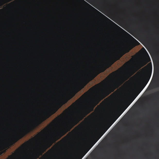 Modern Indoor Rectangle Trestle Bar Dining Table in Stone and Wood