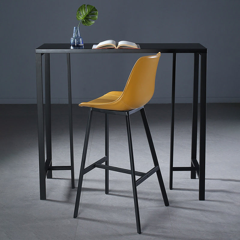 Contemporary Indoor Rectangle Trestle Bar Dining Table with Metal Legs